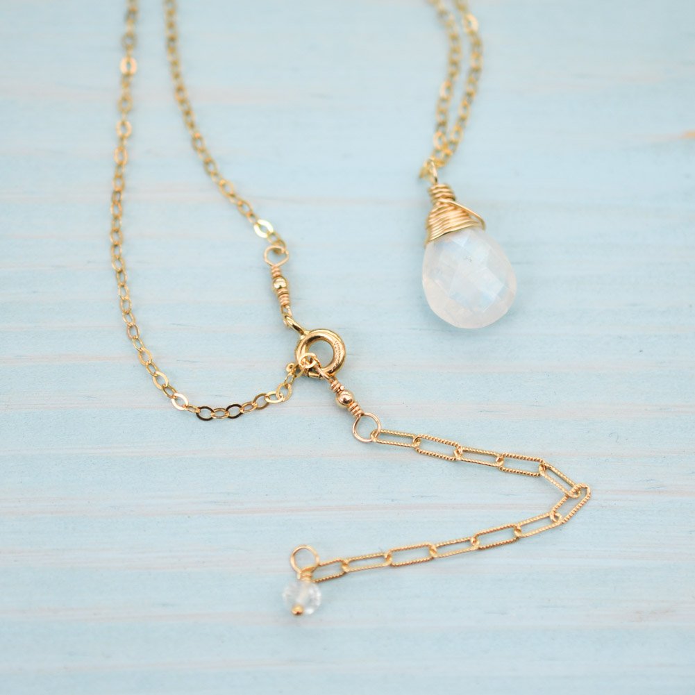 Image of Rainbow moonstone necklace solitaire