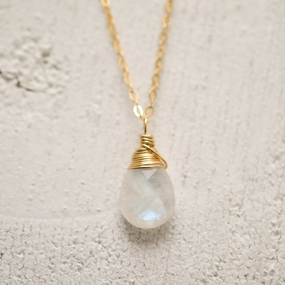 Image of Rainbow moonstone necklace solitaire