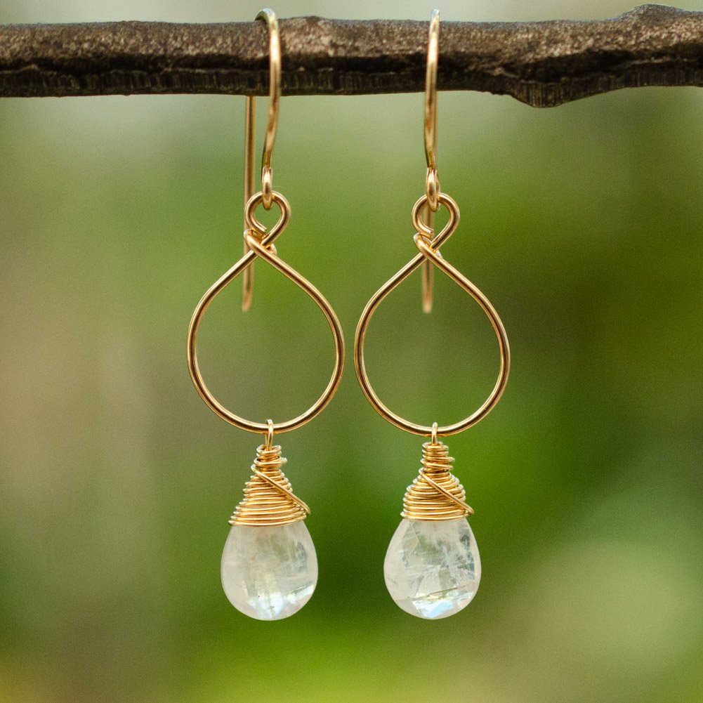 Image of Rainbow moonstone earrings