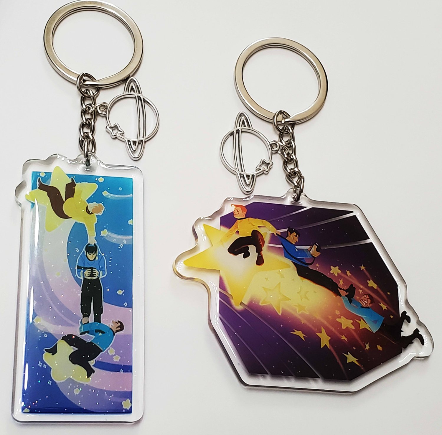 Image of 2 Star Trek Double-Sided Glitter Acrylic Charms