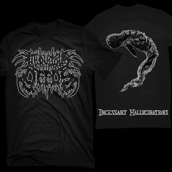 Image of WHITE GLOW INCESSANT HALLUCINATIONS LOGO SHIRT