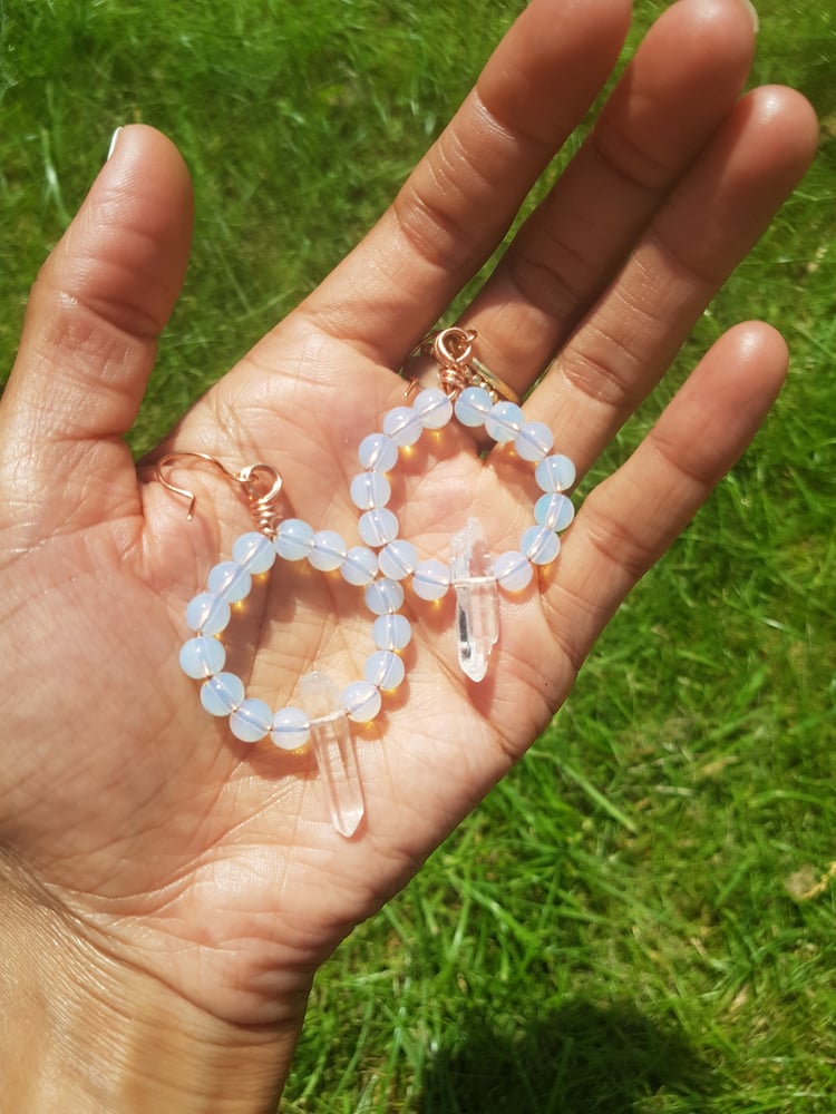 Image of Beaded Crystal Hoop Earrings