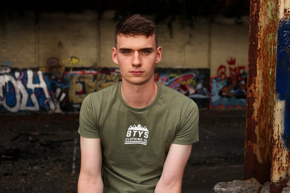 Image of 'MOUNTAIN SUNSET' TEE - KHAKI GREEN