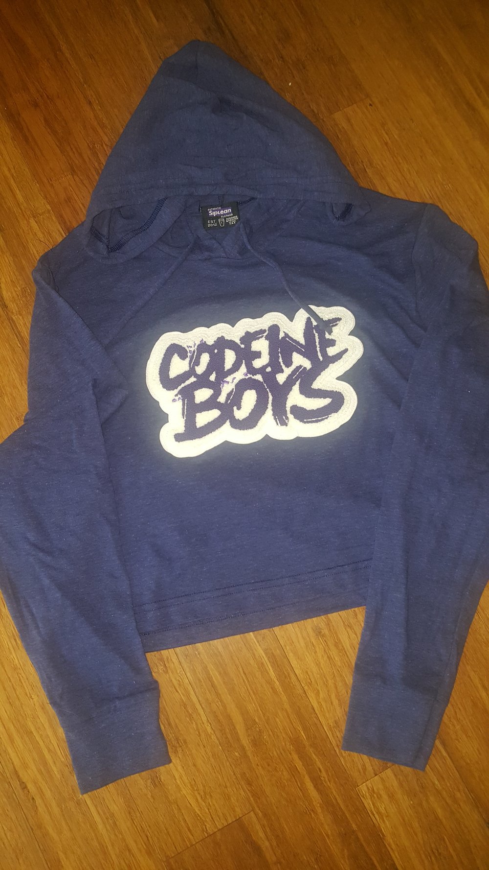 Image of Siplean "Codeine Boys" Womens Lightweight Chenille Crop Top Hooded Pullover