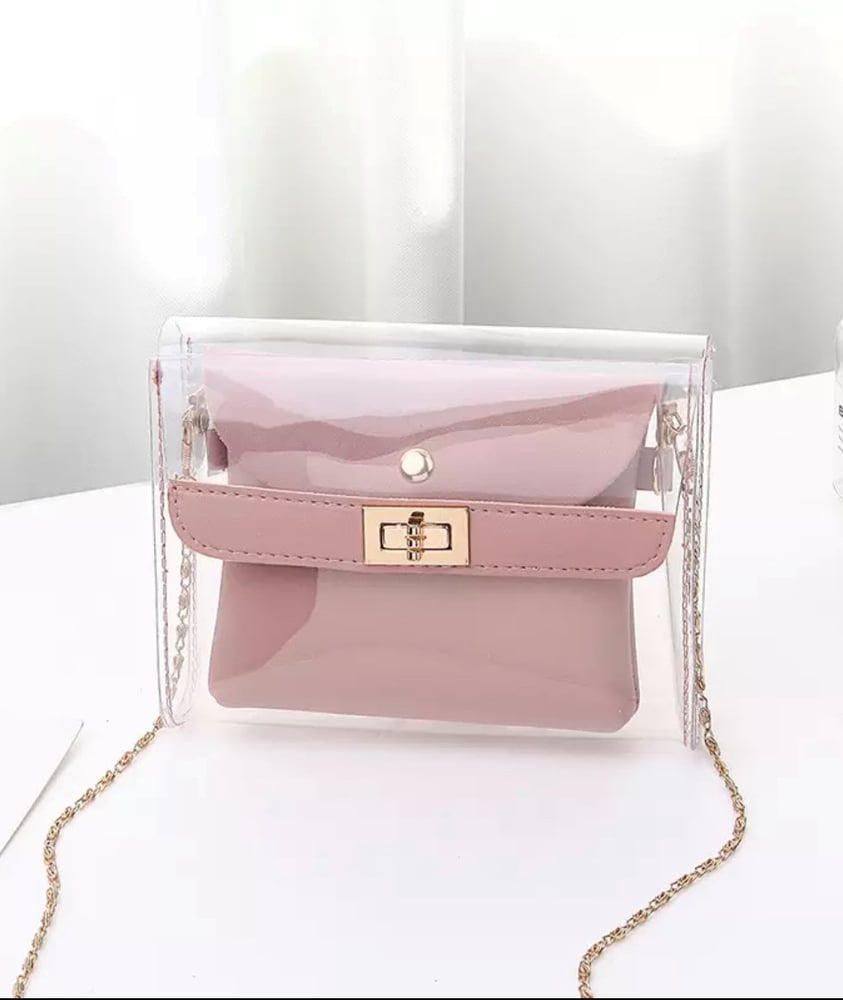 Image of  Transparent Crossbody Bag w/ Gold Chain