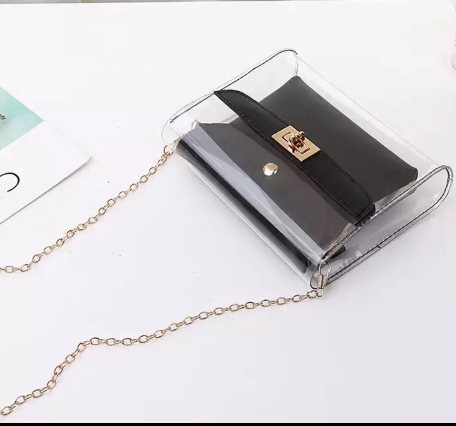 Image of  Transparent Crossbody Bag w/ Gold Chain