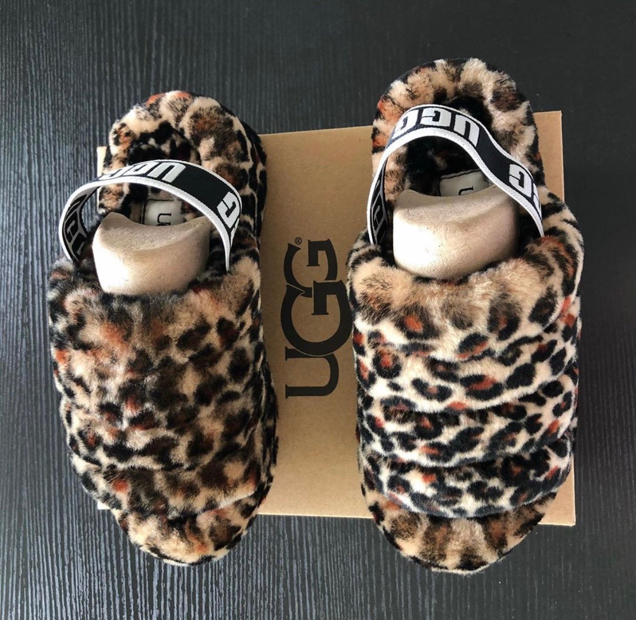 cheetah ugg slides
