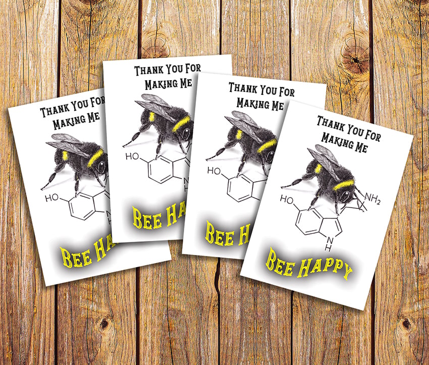 Image of Bee Happy - limited edition print and Thank-You cards
