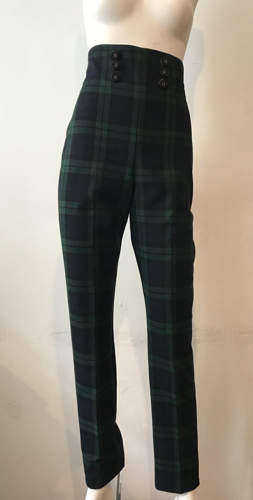 Image of High waisted tartan trousers