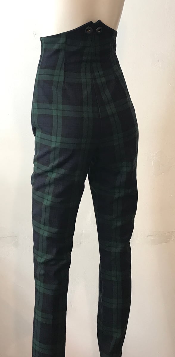 Tartan high waisted on sale trousers