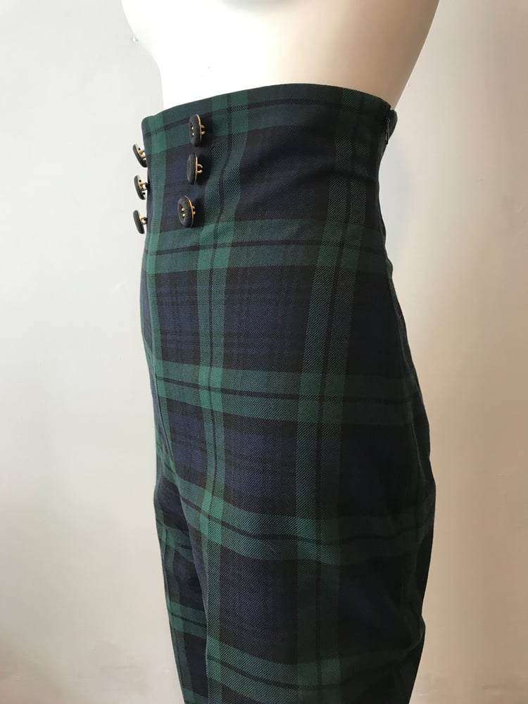 Image of High waisted tartan trousers