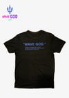 Black w Royal Blue Print “Wave God” Tee