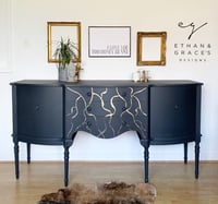 Image 1 of A stunning dark grey & gold leaf sideboard 