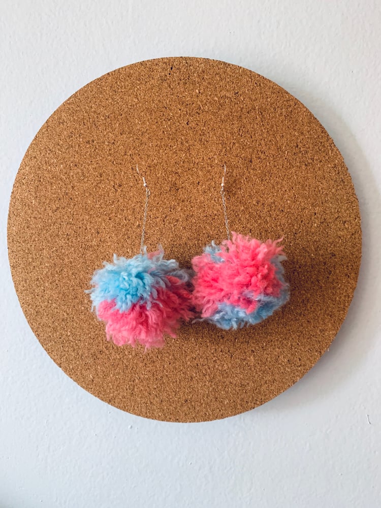 Image of Cotton Candy Puffball Earrings