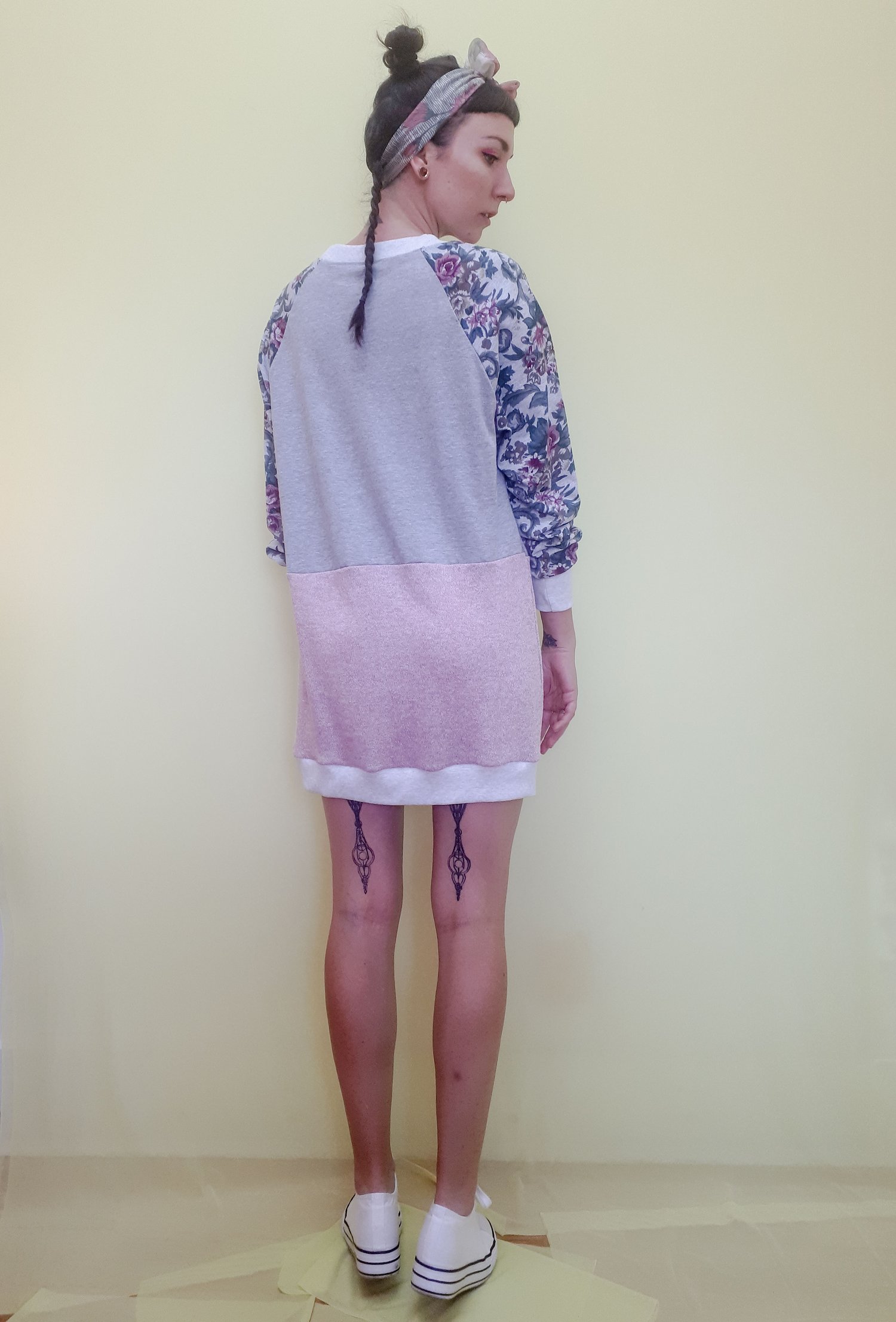 Image of Pastel Floral Sleeve Crew Neck
