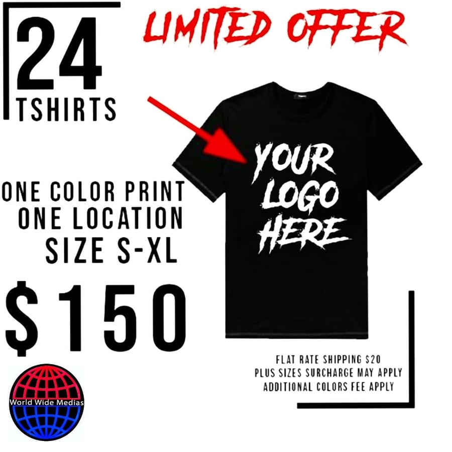 Image of 1 color 25 Shirts Custom Print by World Wide Medias