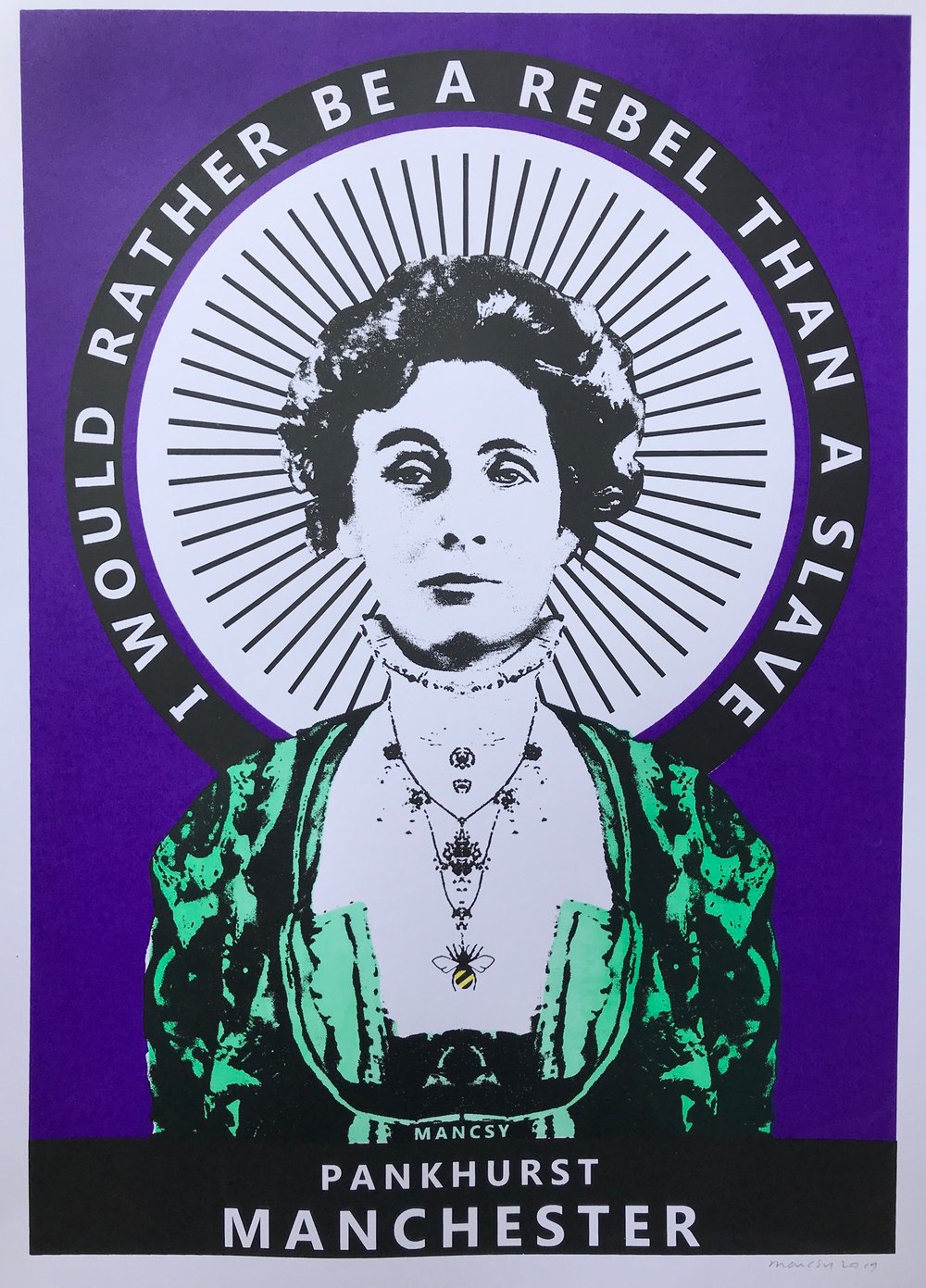 Image of A2 Suffragette colour-way Pankhurst screen print