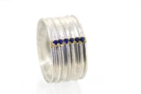 Image 5 of Wide band Strata ring set with sapphire. Sterling silver and 18ct gold