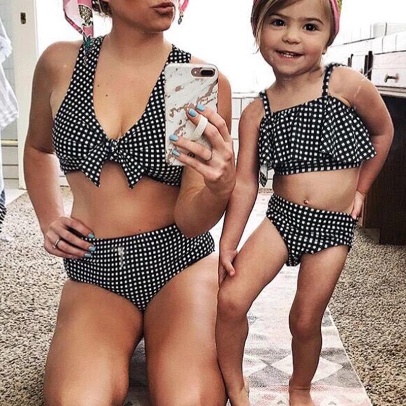 Image of Mumma & Me Monochrome Checkered Bikini