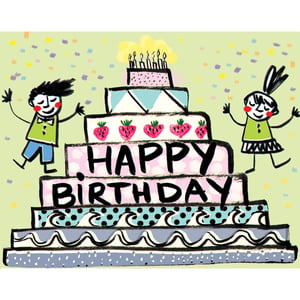 Image of Happy Birthday (Folks with Cake), Card