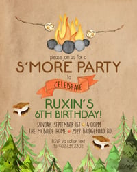 Smore Party Birthday Invitation & Thank You