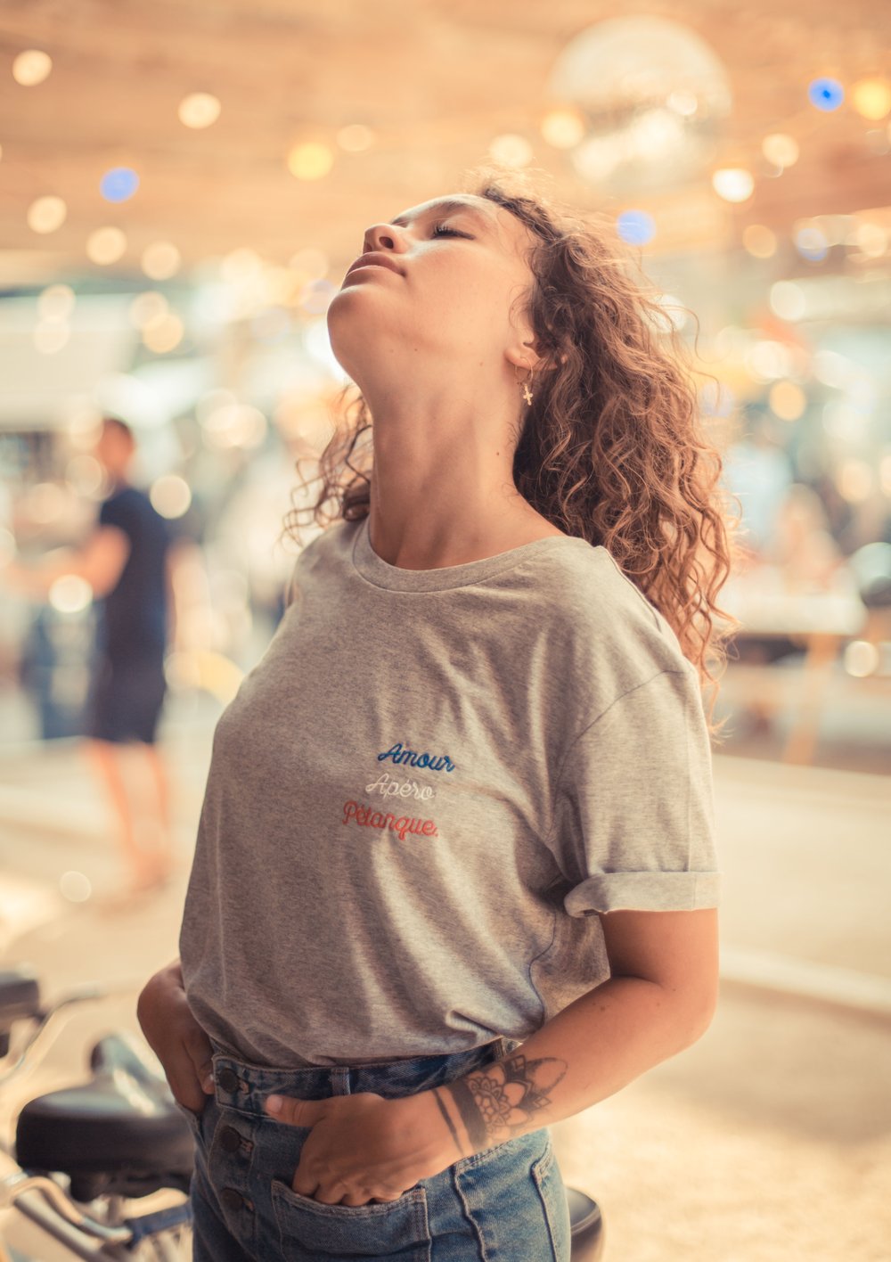 Image of Tee-Shirt Gris Amour Apéro Pétanque.