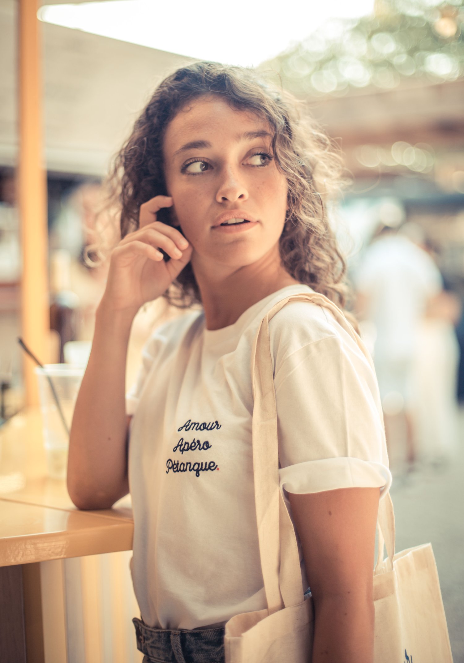 Image of Tee-Shirt Blanc Amour Apéro Pétanque.