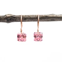 Image 1 of Asscher cut pink cubic zirconia earrings