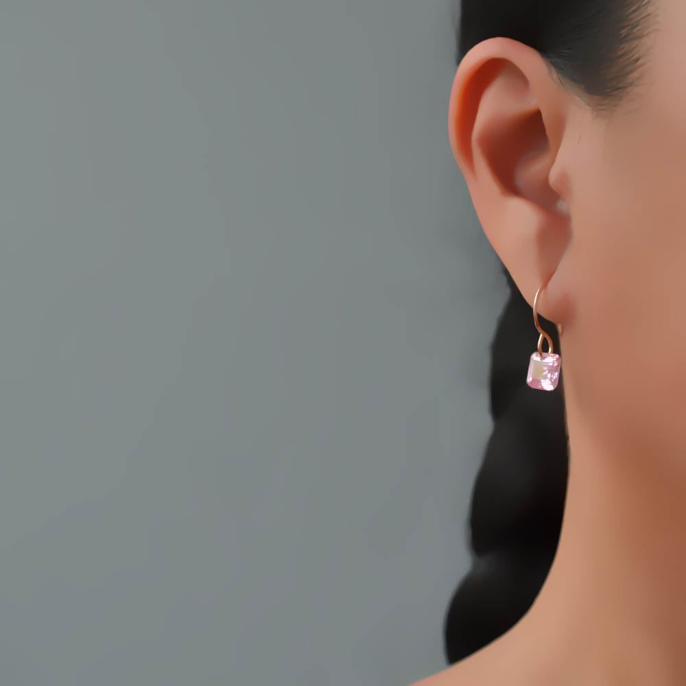 Image of Asscher cut pink cubic zirconia earrings