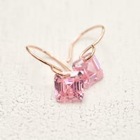 Image 3 of Asscher cut pink cubic zirconia earrings
