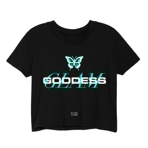 Image of GODDESS BUTTERFLY FX TIFFANY BLUE BLACK CROP TOP | EXCLUSIVE GODDESS SUMMER COLLECTION