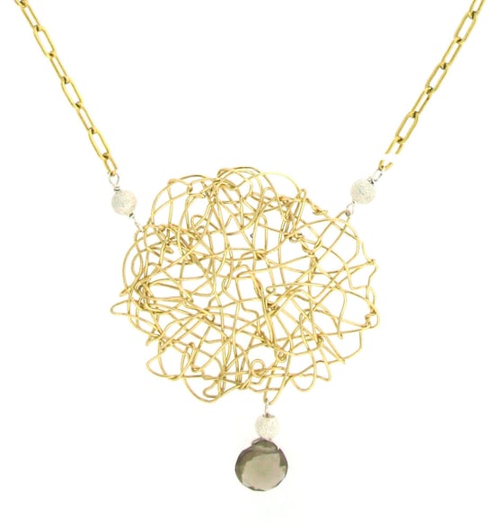 Image of Atomic Circle Necklace - 14K Gold fill with Smokey Quartz drop