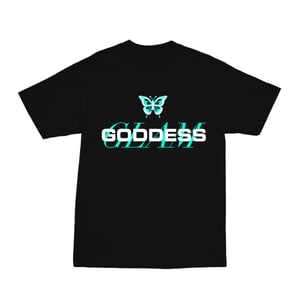 Image of GODDESS BUTTERFLY FX TIFFANY BLUE Black Tee | EXCLUSIVE GODDESS SUMMER COLLECTION