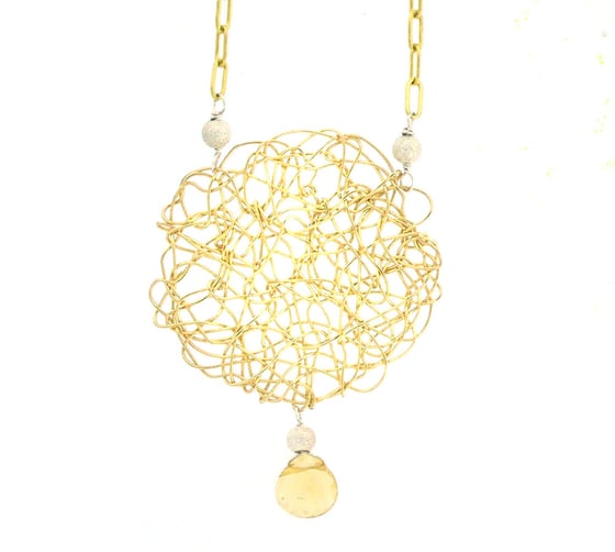 Image of Atomic Circle Necklace - 14K Gold Fill with Citrine drop