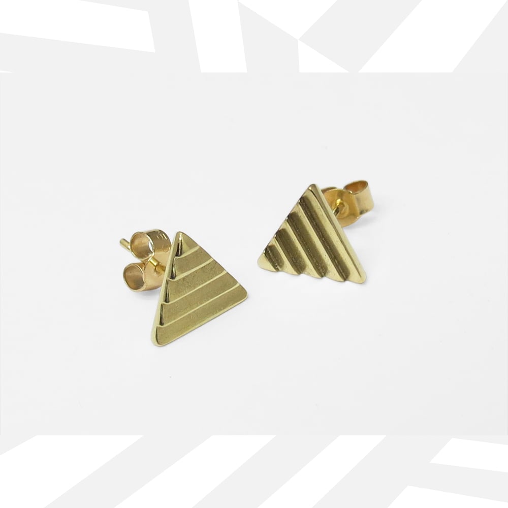 Image of Gold Mono Delta Ear Studs - made to order