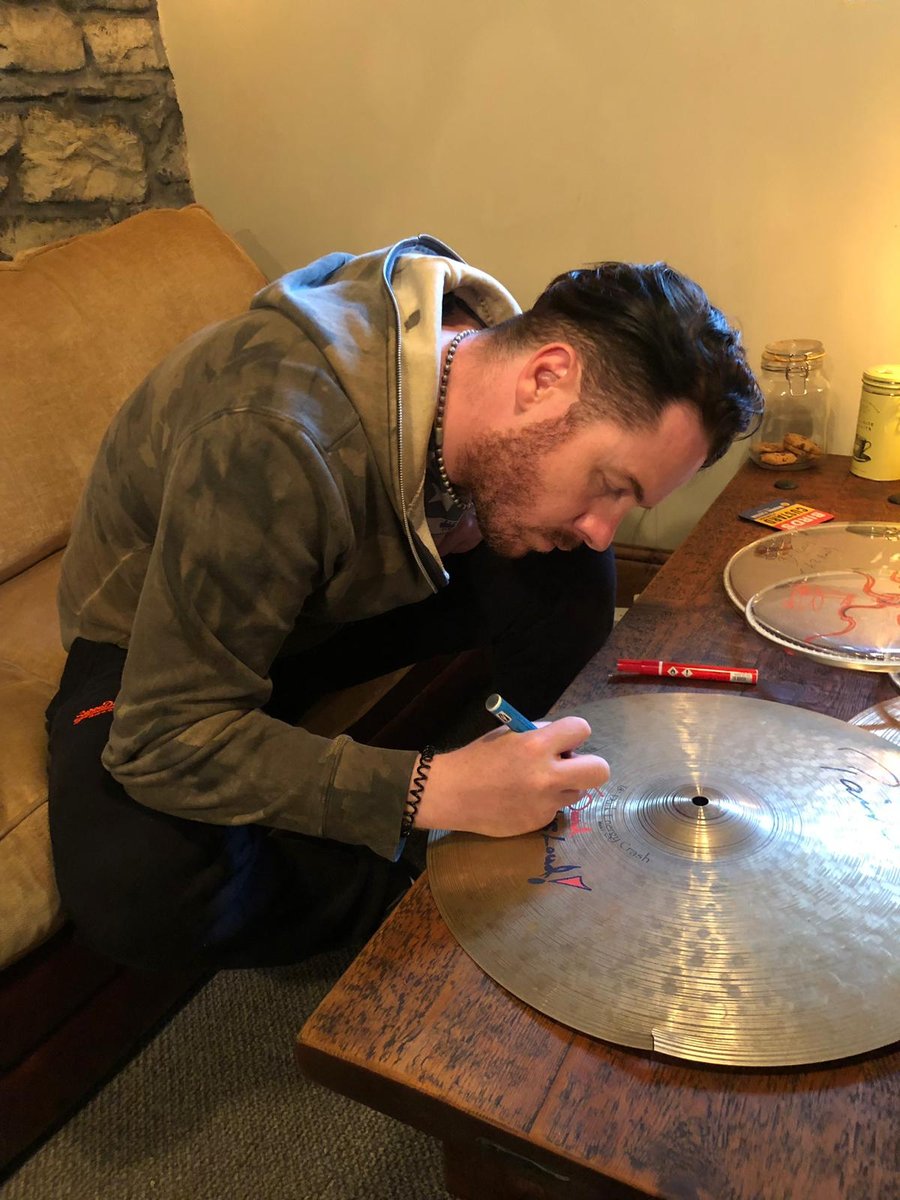 Image of Signed Drum Skin & Cymbals  