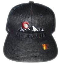 Image 1 of COLORADO STATE LOGO ROCKY MOUNTAIN BLACK MESHBACK SNAPBACK HAT