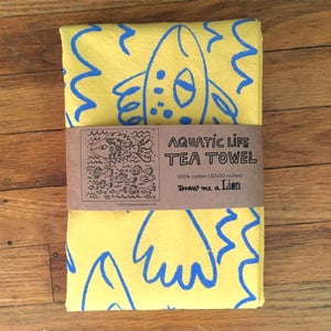 Image of Aquatic Life, Tea Towel, Yellow