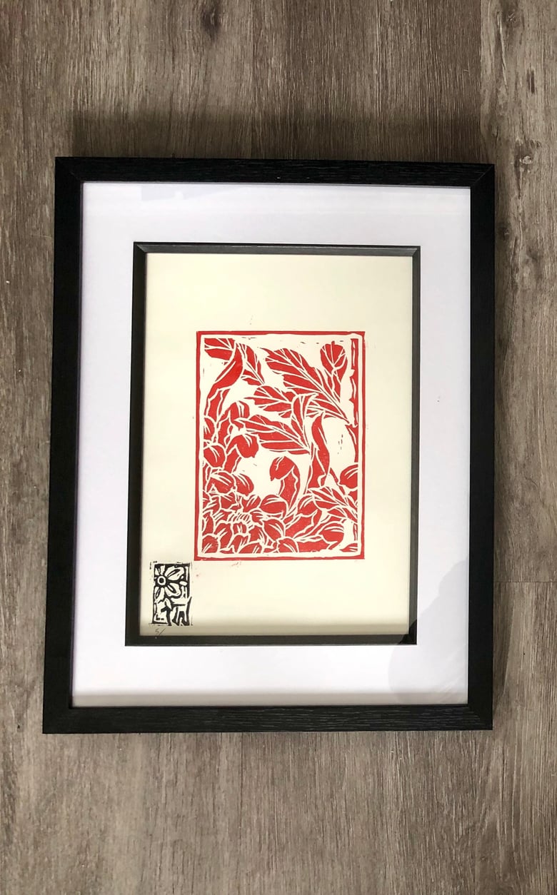 Image of Chrysanthemum Lino print