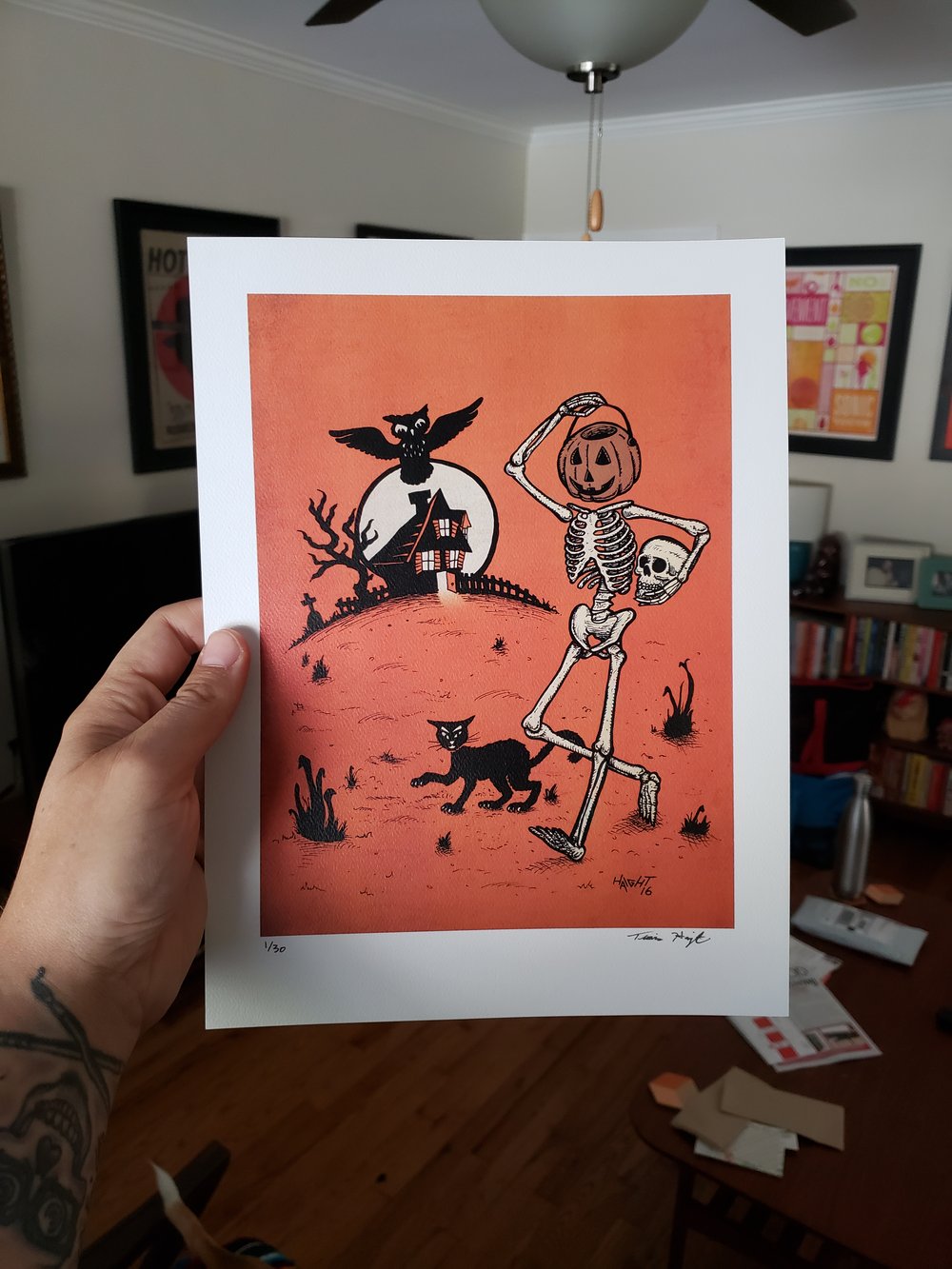 'Pumpkin Pail Head' Print