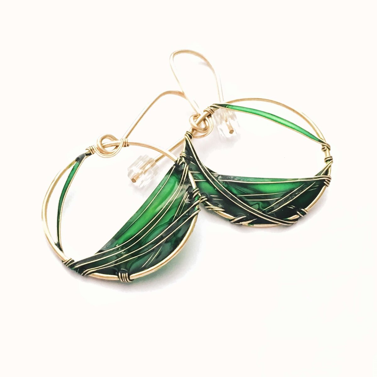 Image of Gold Emerald Sea Earrings
