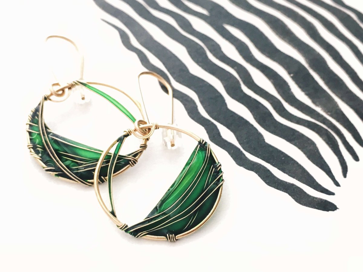 Image of Gold Emerald Sea Earrings