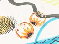 Image 3 of 14K Gold Sunflowers Earrings 