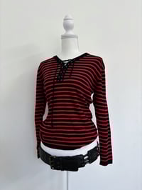 Image 1 of 00s Red striped shirt // L