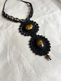 Image 2 of macrame necklace with double tigers eye