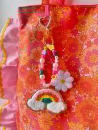 Image 3 of Ruffle Tote Charm Bag Retro Orange