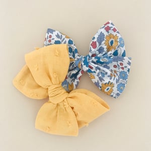 Image of Barrette voile de coton plumetis moutarde
