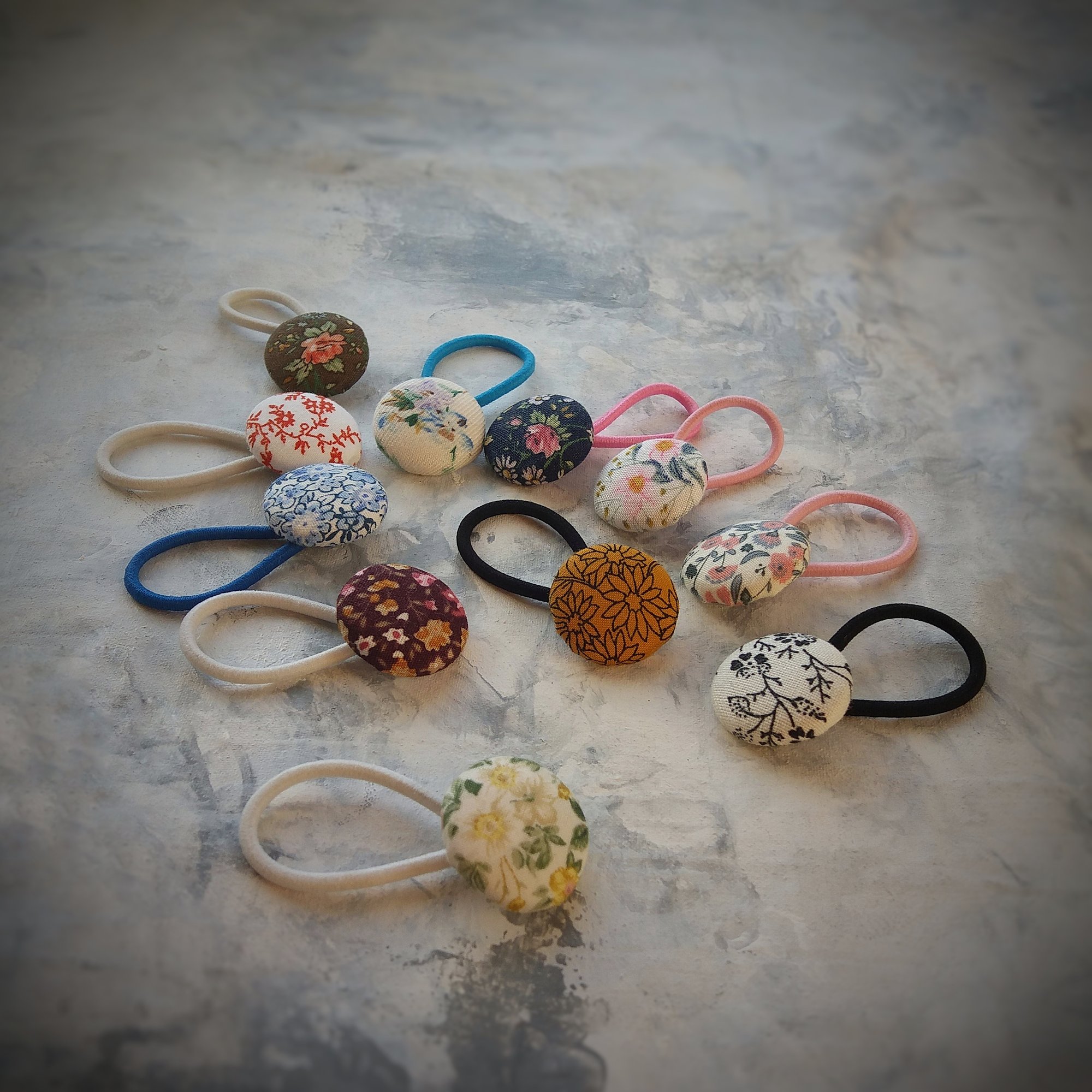 Button Hair Ties Floral Collection Tiny Trends NZ button-hair-ties-floral-collection-tiny-trends-nz