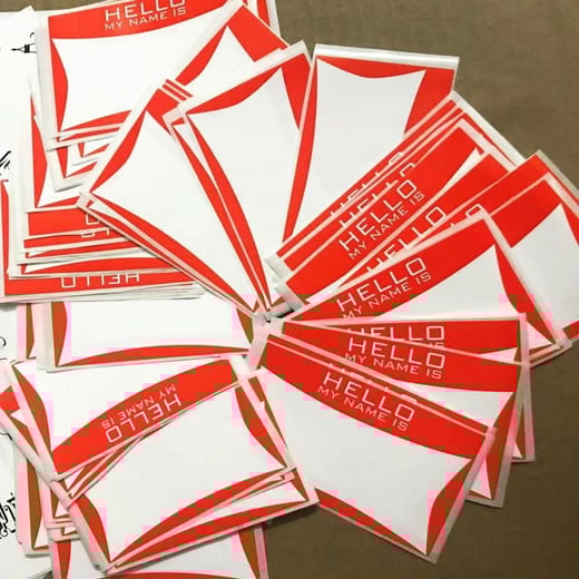 Red "Hello,My Name Is" Blank Eggshell Stickers---9000PCS Stock---Promotion