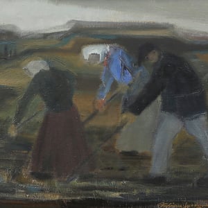 Image of 1952 Painting, 'Reapers,' Fabian Lundqvist